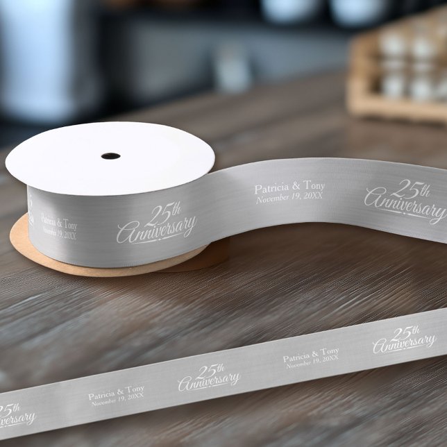 25. Hochzeitstag Personalisiert Satinband (Custom Wedding Anniversary Ribbon)