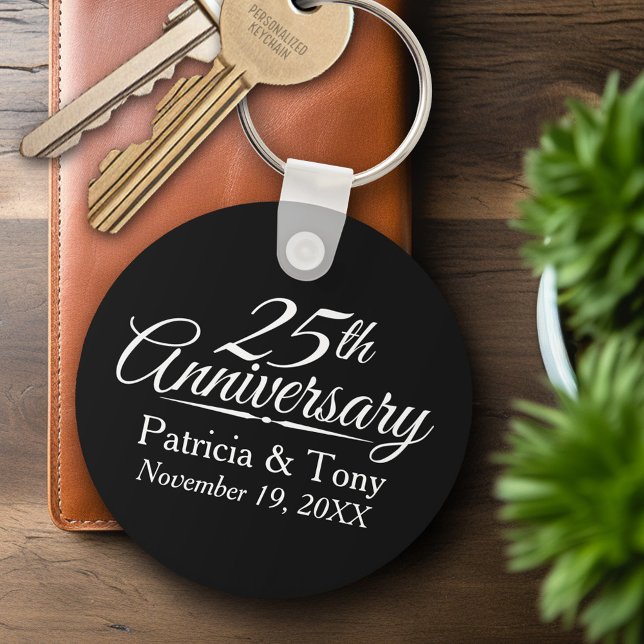 25. Hochzeitstag Personalisiert Schlüsselanhänger (Personalized Keychain - Wedding Anniversary Keyring)