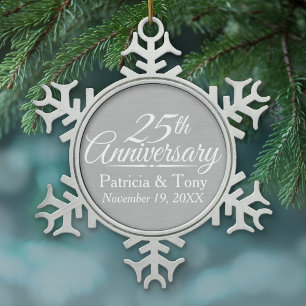 25. Hochzeitstag Personalisiert Schneeflocken Zinn-Ornament