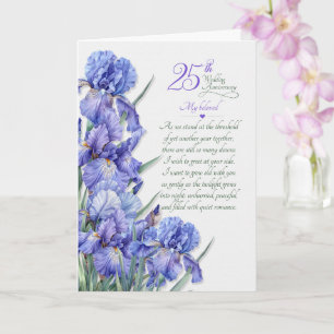 25. Hochzeitstag Romantische Lila Iris Karte