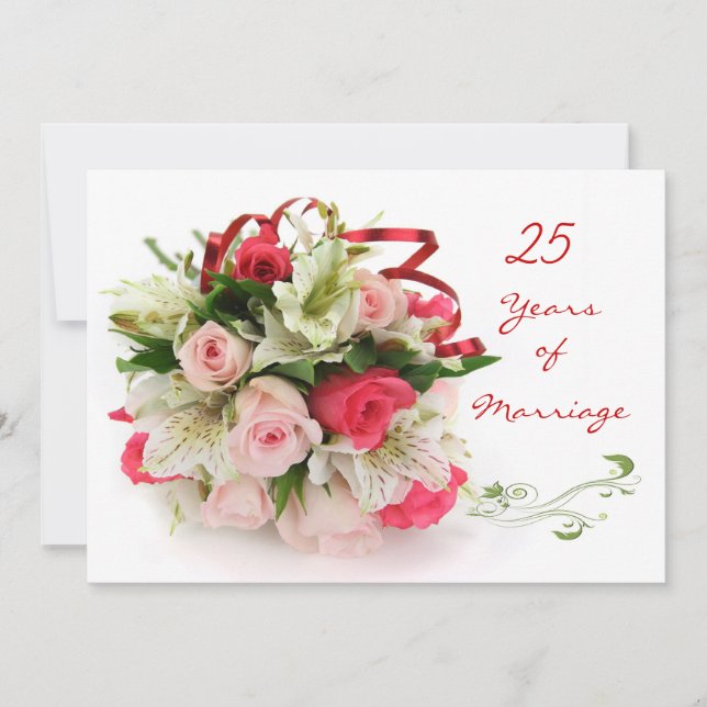 25. Hochzeitstag. Rose Einladung (Vorderseite)