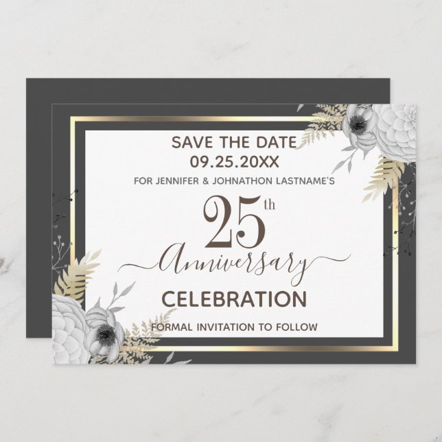 25. Hochzeitstag Save the Date Einladung (Vorne/Hinten)