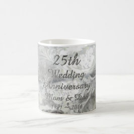 25. Hochzeitstag-schicke silberne Typografie Tasse
