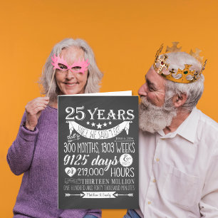 25. Hochzeitstag, Schultafel, 25 Jahre Dankeskarte