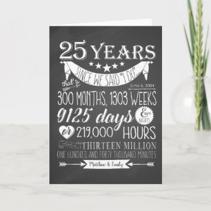 25. Hochzeitstag, Schultafel, 25 Jahre Dankeskarte