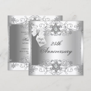 25. Hochzeitstag Silber Weiße Diamant Einladung