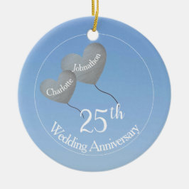 25. Hochzeitstag Silberballon Keramik Ornament