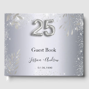 25. Hochzeitstag Silberblätterbuch Gästebuch