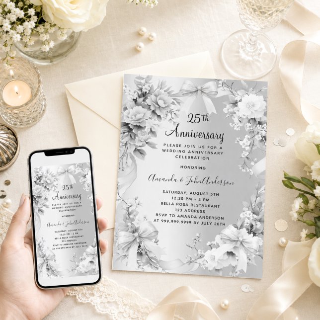 25. Hochzeitstag Silberblumenbögen Einladung (Von Creator hochgeladen)