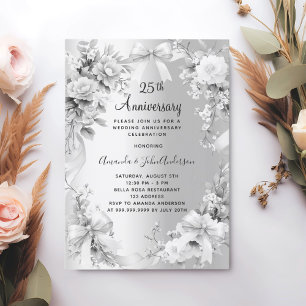 25. Hochzeitstag Silberblumenbögen Einladung
