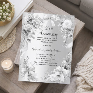 25. Hochzeitstag Silberfloralen Einladung