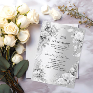 25. Hochzeitstag Silberfloralen Einladung