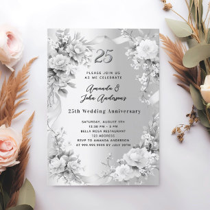25. Hochzeitstag Silberfloralen Einladung