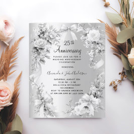25. Hochzeitstag Silberfloralen Einladung