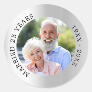 25. Hochzeitstag Silberfoto Runder Aufkleber