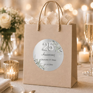 25. Hochzeitstag Silbergrün Runder Aufkleber