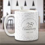 25. Hochzeitstag Silberherz Kaffeetasse<br><div class="desc">Entworfen,  um sich mit unserer 25. Hochzeitsszenario-Kollektion Silver Hearts zu koordinieren. Mit zarten Silberherzen. Personalisieren Sie mit Ihren speziellen 25 Jahre Silberhochzeit Informationen in schicken silbernen Schriften. Entwickelt von Thisisnotme©</div>