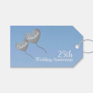 25. Hochzeitstag Silberherzballons Geschenkanhänger