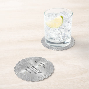 25. Hochzeitstag Silbermandala Untersetzer