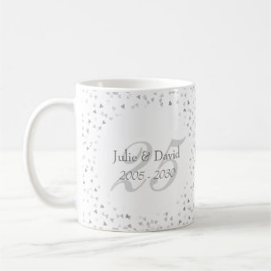 25. Hochzeitstag-silberner HerzenConfetti Kaffeetasse