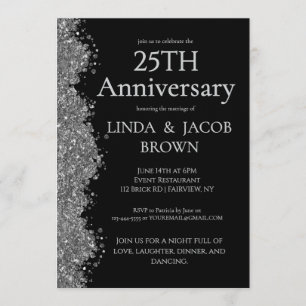 25. Hochzeitstag Silbernes Faux Glitter Einladung