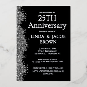 25. Hochzeitstag Silbernes Faux Glitter Folieneinladung