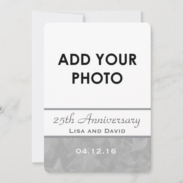 25. Hochzeitstag Silberverschmutzte Blätter B09A Einladung (Vorderseite)