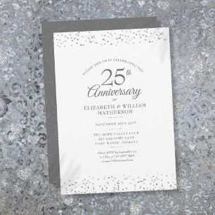 25. Hochzeitstag Silver Stardust Confetti Einladung