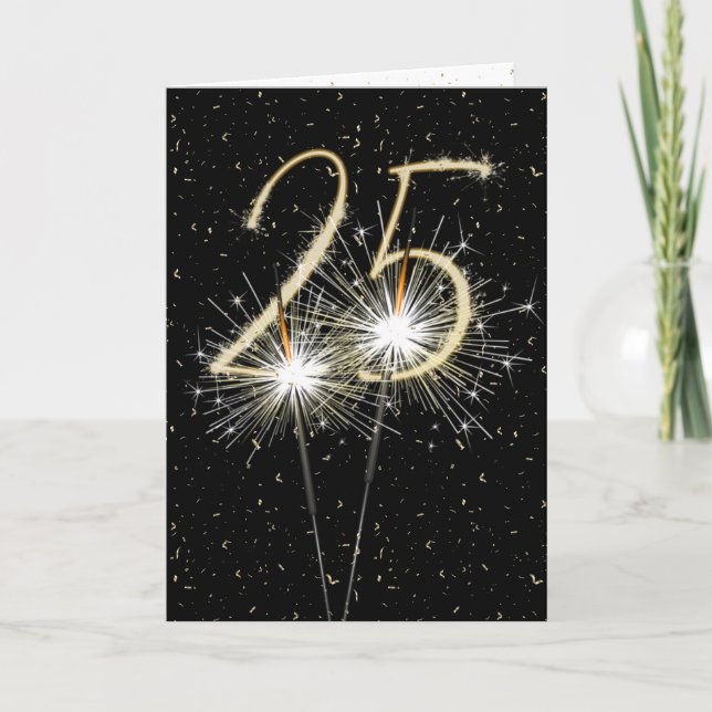 25. Hochzeitstag Sparkler Karte (Vorderseite)