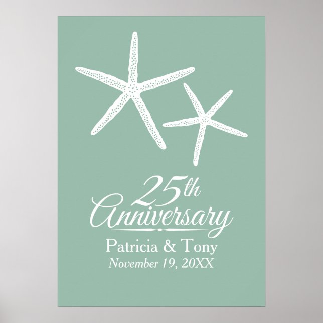 25. Hochzeitstag Starfish Personalisiert Poster (Vorne)