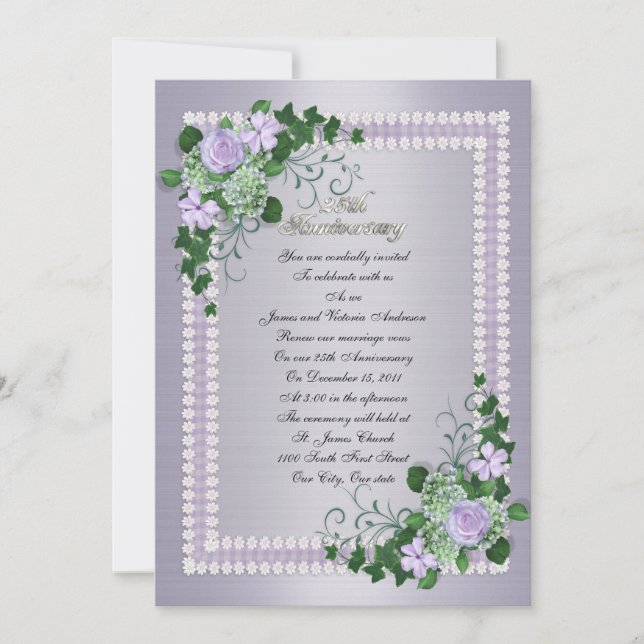 25. Hochzeitstag Verlängerung Lavender Einladung (Vorderseite)