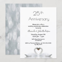 25. Hochzeitstag zwei Schwäne in Liebe weiß