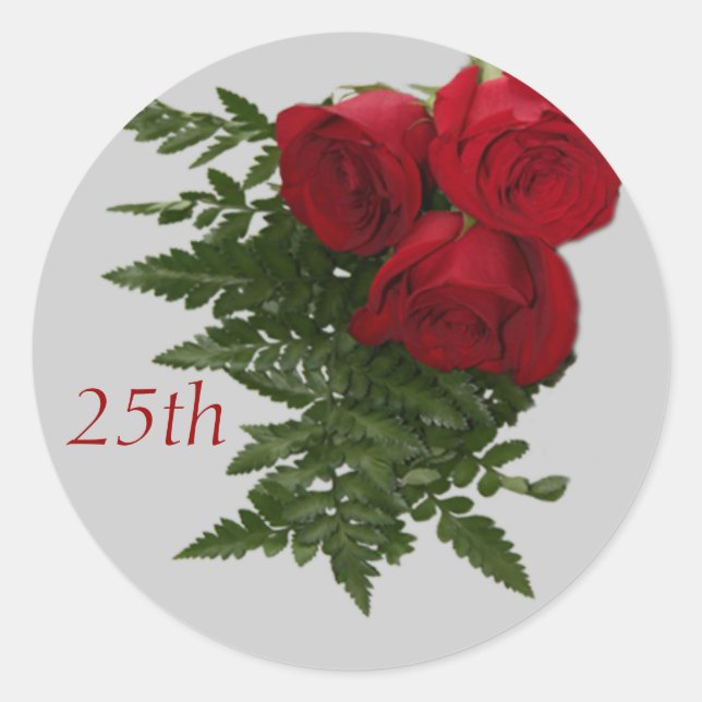 25. Hochzeitsticker Runder Aufkleber (Vorderseite)