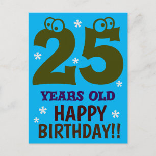 25 JAHRE ALT HERZLICHEN GLÜCKWUNSCH ZUM GEBURTSTAG POSTKARTE