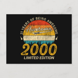 25 Jahre alte 2000 Retro Awesome 25. Geburtstagsge Postkarte