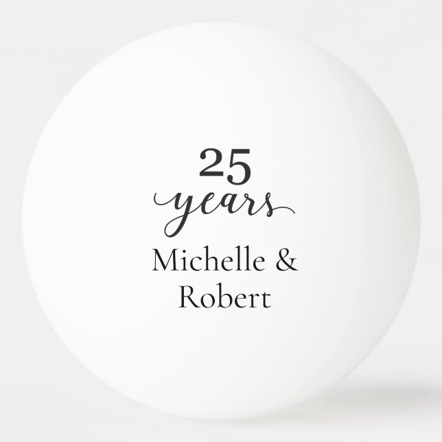 25 Jahre Hochzeitstag Tischtennisball (Vorderseite)