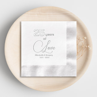 25 Jahre Liebe 25 Jahre Silberhochzeit Servietten Mit Folie