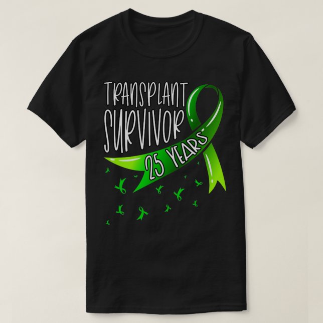 25 Jahre Organtransplantatübersiedlung Grünes Band T-Shirt (Design vorne)