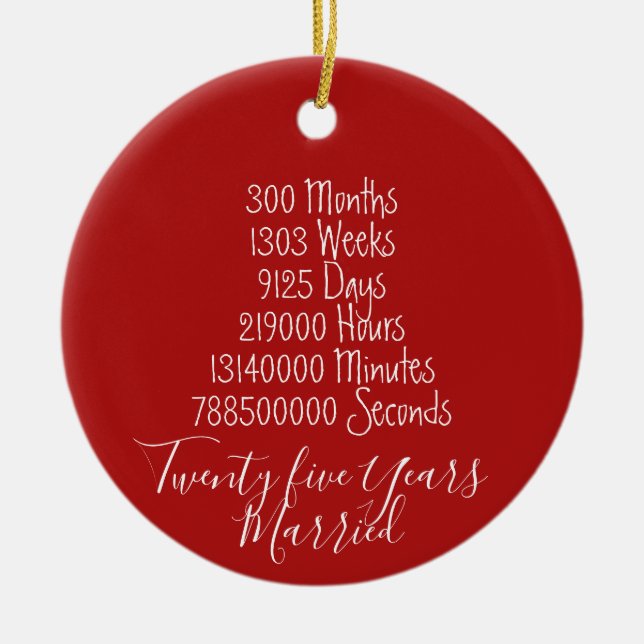 25 Jahre verheiratet 25. Keramik Ornament (Vorne)