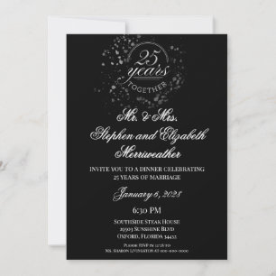 25 Jahre Zusammen Silberhochzeit-Feierparty Einladung