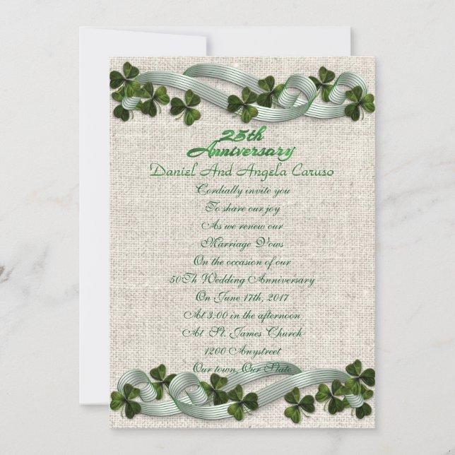 25. Jahrestag Einladung Irish Thema (Vorderseite)