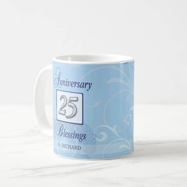 25. Jahrestag in Blau und Silber Kaffeetasse (Vorderseite Links)