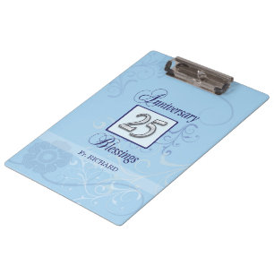 25. Jahrestag in Blau und Silber Klemmbrett
