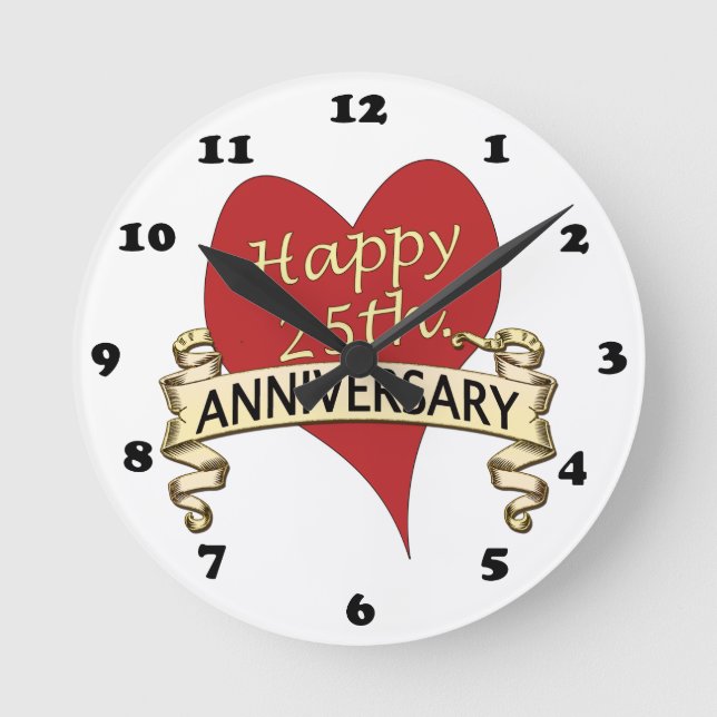 25. Jahrestag Runde Wanduhr (Vorderseite)
