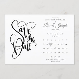 25. Jahrestag Save the Date Kalender Liebe Herz Einladung