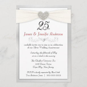 25. Jahrestags-Party Einladungs-Vintages Silber Einladung