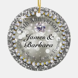 25. Jahrestags-schillernder Diamant Bling Keramik Ornament