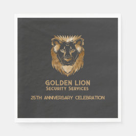 25-jähriges Luxe Black Gold Lion Business-Logo Serviette