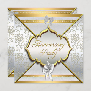 25-jähriges Party Elegant White Silver Gold Einladung