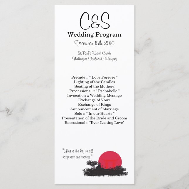 25 japanische Hochzeitsprogramme Programm (Vorderseite)
